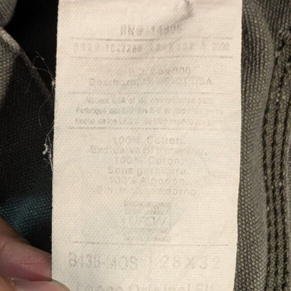 Carhartt Moss Green Double Knee Canvas Dungaree Pants Union Made in USA 28x32 - Picture 3 of 3